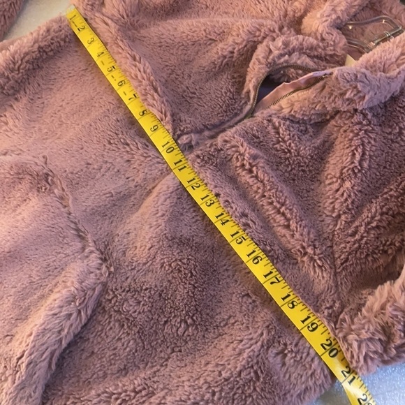 Listicle 1/4 zip Faux fur soft pullover popover teddy bear Mauve cozy M - Picture 10 of 11
